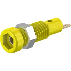 2 mm socket, solder connection, mounting Ø 5.3 mm, yellow, 23.0050-24