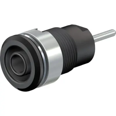 4 mm socket, round plug connection, mounting Ø 12.2 mm, CAT III, yellow/green, 49.7048-20 - 1