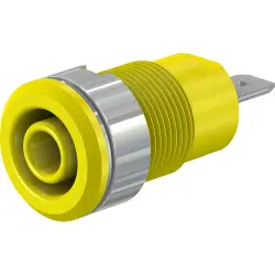 4 mm socket, flat plug connection, mounting Ø 12.2 mm, CAT III, yellow, 49.7044-24