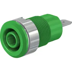 4 mm socket, flat plug connection, mounting Ø 12.2 mm, CAT III, green, 49.7044-25