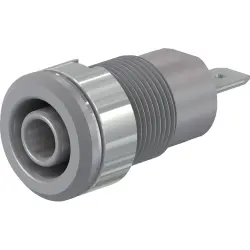 4 mm socket, flat plug connection, mounting Ø 12.2 mm, CAT III, gray, 49.7044-28