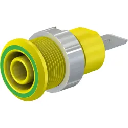 4 mm socket, flat plug connection, mounting Ø 12.2 mm, CAT III, yellow/green, 49.7046-20