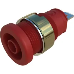4 mm panel socket, flat plug connection, mounting Ø 12.2 mm, CAT III, red, 972355201
