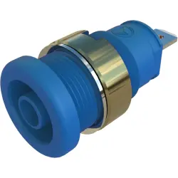 4 mm panel socket, flat plug connection, mounting Ø 12.2 mm, CAT III, blue, 972355202