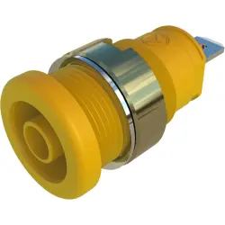 4 mm panel socket, flat plug connection, mounting Ø 12.2 mm, CAT III, yellow, 972355203