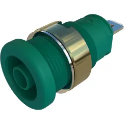4 mm panel socket, flat plug connection, mounting Ø 12.2 mm, CAT III, green, 972355204