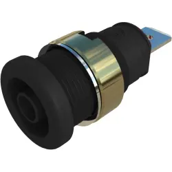 4 mm panel socket, flat plug connection, mounting Ø 12.2 mm, CAT III, black, 972356200