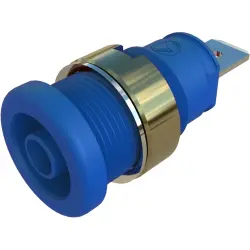 4 mm panel socket, flat plug connection, mounting Ø 12.2 mm, CAT III, blue, 972356202