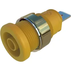 4 mm panel socket, flat plug connection, mounting Ø 12.2 mm, CAT III, yellow, 972356203