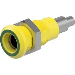 4 mm socket, solder connection, mounting Ø 8.1 mm, yellow/green, 64.3042-20