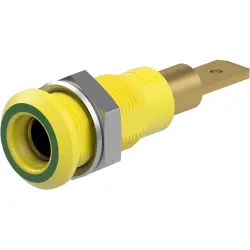 4 mm socket, plug-in connection, mounting Ø 8.1 mm, yellow/green, 64.3040-20