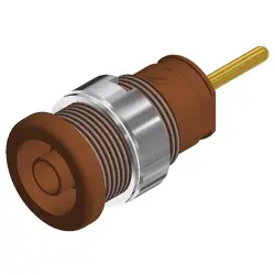 4 mm panel socket, solder connection, mounting Ø 12.2 mm, CAT III, brown, 972359105