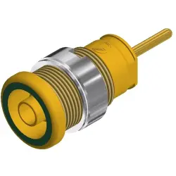 4 mm panel socket, solder connection, mounting Ø 12.2 mm, CAT III, yellow/green, 972359188