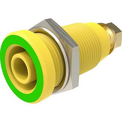 4 mm panel socket, screw connection, CAT III, CAT IV, yellow/green, SEB 9424 AU / GNGE - 1
