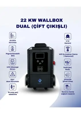 22 Kw Wallbox Dual ( Çift Çıkışlı) Elektrikli Araç Şarj Cihazı - 1
