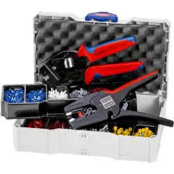 Wire end ferrules kit, with 1x crimping pliers and 1x wire stripper, 1250 pieces, 97 90 17