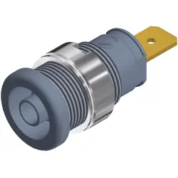 4 mm socket, flat plug connection, mounting Ø 12.2 mm, CAT III, gray, 972356106