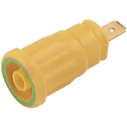 4 mm socket, flat plug connection, mounting Ø 12.2 mm, CAT III, yellow/green, 972361188