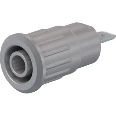 4 mm socket, flat plug connection, mounting Ø 12.2 mm, CAT III, gray, 49.7079-28 - 1