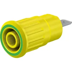 4 mm socket, flat plug connection, mounting Ø 12.2 mm, CAT III, yellow/green, 49.7079-20