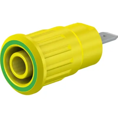 4 mm socket, flat plug connection, mounting Ø 12.2 mm, CAT III, yellow/green, 49.7079-20 - 1