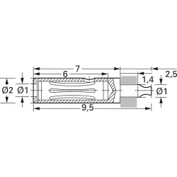 2 mm socket, solder connection, 1 mm, 41.0001