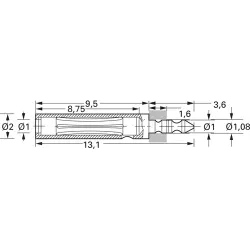 2 mm socket, solder connection, 1 mm, 41.0051