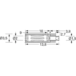 3.5 mm socket, solder connection, 2 mm, 41.6018