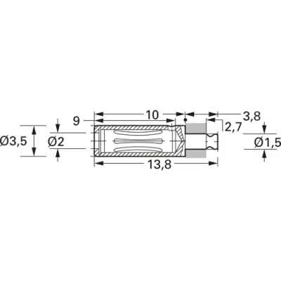 3.5 mm socket, solder connection, 2 mm, 41.6018 - 1