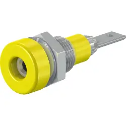 2 mm socket, flat plug connection, mounting Ø 6.4 mm, yellow, 23.0030-24