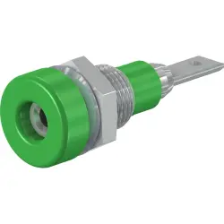2 mm socket, flat plug connection, mounting Ø 6.4 mm, green, 23.0030-25