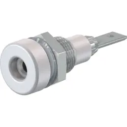 2 mm socket, flat plug connection, mounting Ø 6.4 mm, white, 23.0030-29