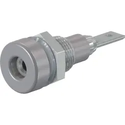 2 mm socket, flat plug connection, mounting Ø 6.4 mm, gray, 23.0030-28