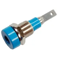 2 mm socket, flat plug connection, mounting Ø 6.4 mm, blue, 23.0040-23