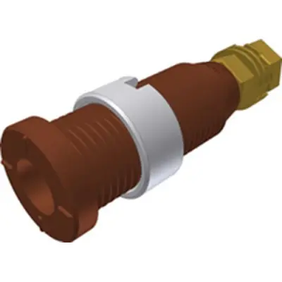2 mm socket, screw connection, mounting Ø 8 mm, CAT III, brown, 975454705 - 1