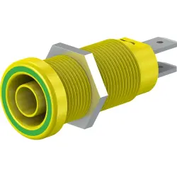 4 mm socket, flat plug connection, mounting Ø 12.2 mm, CAT IV, yellow/green, 66.9131-20