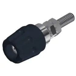 Pole terminal, 4 mm, black, 30 VAC/60 VDC, 16 A, M4 threaded bolt, nickel-plated, 930099100