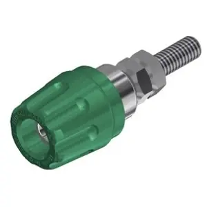 Pole terminal, 4 mm, green, 30 VAC/60 VDC, 16 A, M4 threaded bolt, nickel-plated, 930099104 - 1