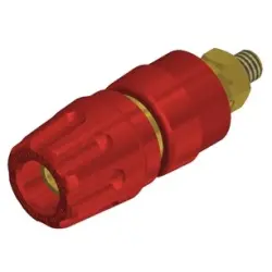 Pole terminal, 4 mm, red, 30 VAC/60 VDC, 35 A, M4 threaded bolt, gold-plated, 930103701