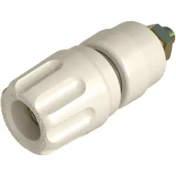 Pole terminal, 4 mm, white, 30 VAC/60 VDC, 35 A, M4 threaded bolt, gold-plated, 930103707