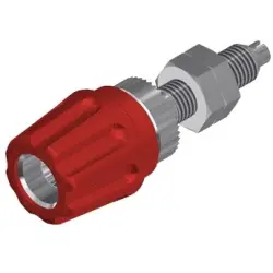 Pole terminal, 4 mm, red, 30 VAC/60 VDC, 63 A, solder connection/M6 threaded bolt, nickel-plated, 930117101