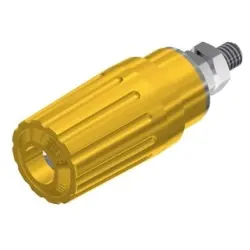 Pole terminal, 4 mm, yellow, 30 VAC/60 VDC, 35 A, M4 threaded bolt, nickel-plated, 930757103