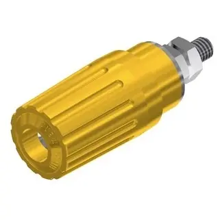 Pole terminal, 4 mm, yellow, 30 VAC/60 VDC, 35 A, M4 threaded bolt, nickel-plated, 930757103 - 1
