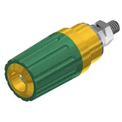 Pole terminal, 4 mm, yellow/green, 30 VAC/60 VDC, 35 A, M4 threaded bolt, nickel-plated, 930757188
