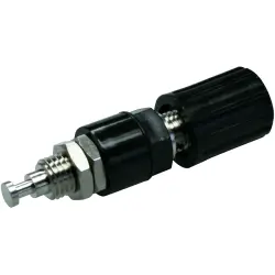 Pole terminal, 4 mm, black, 33 VAC/70 VDC, 36 A, solder connection/cable lug, nickel-plated, POL 6718 NI / SW