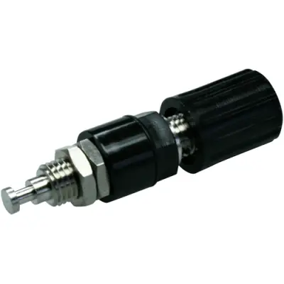 Pole terminal, 4 mm, black, 33 VAC/70 VDC, 36 A, solder connection/cable lug, nickel-plated, POL 6718 NI / SW - 1