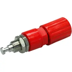 Pole terminal, 4 mm, red, 33 VAC/70 VDC, 36 A, solder connection/cable lug, nickel-plated, POL 6718 NI / RT