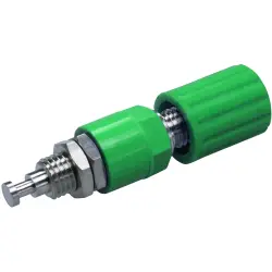 Pole terminal, 4 mm, green, 30 VAC/60 VDC, 36 A, solder connection/cable lug, nickel-plated, POL 6718 NI / GN