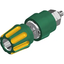 Pole terminal, 4 mm, yellow/green, 30 VAC/60 VDC, 63 A, solder connection/M6 threaded bolt, nickel-plated, 930136188