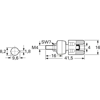 Connection terminal, 16 mm, red, 10 A, M4 threaded bolt, nickel-plated, 100025682 - 1